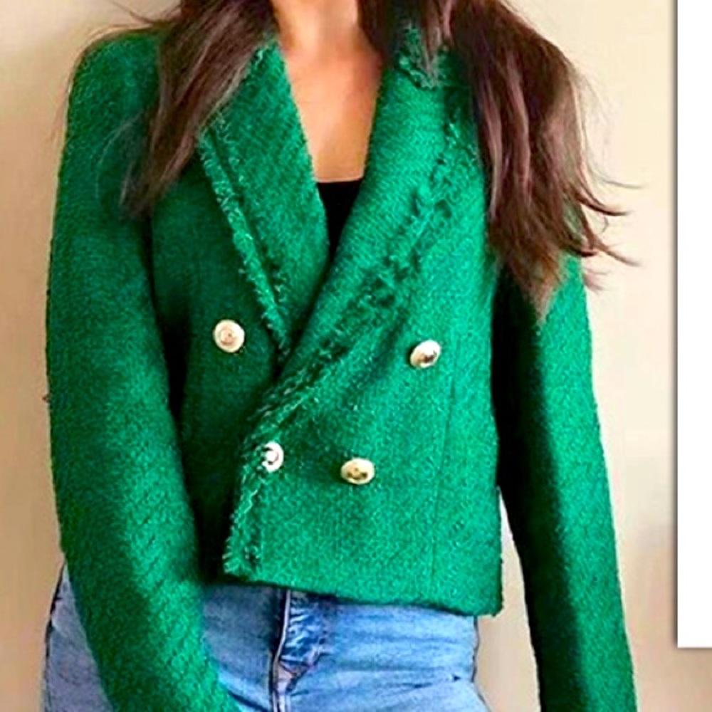 Zara double breasted cropped blazer